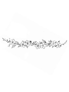 a line drawing of flowers and leaves on a white background