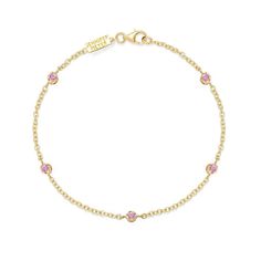 Handcrafted in 18-karat gold, this bracelet features five illusion set pink sapphires stationed on a 6.5 inch chain. A classic and timeless piece that will add the perfect shot of color to your wrist, we love this new everyday essential bracelet. Bracelet measures 6.5 inches in length Carat Weight: 0.20cts Lobster clasp Made with love in Los Angeles Complimentary gift wrapping provided Pink Opal Bracelet, Opal Bracelet, Pink Bracelet, Pink Opal, Pink Sapphire, Men Necklace, Favorite Things Gift, Fashion Bracelets, Pink And Gold