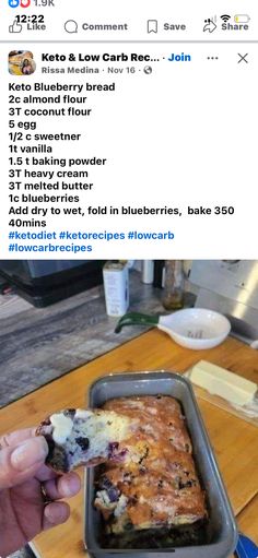 Blueberry Keto Recipes, Keto Blueberry Bread, Keto Blueberry, Blueberry Bread, Low Carb Baking, Low Carb Eating, Diet Food List