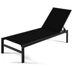 an empty black chaise lounger on a white background