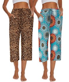 PRICES MAY VARY. Capri pajama pants for women are made of cotton polyester blend fabric, lightweight, breathable, stretchy, super soft against the skin and comfy enough for every day wearing Women's cotton lounge pants feature elastic waistband with drawstring, wide leg cut and loose fit, cropped length pants with two side pockets, soft and comfy touching, move freely all the day Womans wide leg pants versatile enough to wear for pretty much any occasion, loungewear, casual wear, sleeping wear,