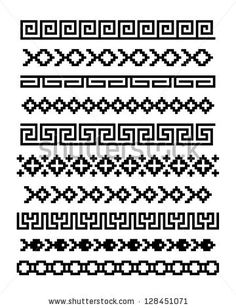 a set of black and white patterns for embroidery on fabric or other items, with different designs