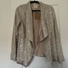 Champagne Colored Base Fully Lined Sequins Blazer- The Sequence Is Silver - Soooo Sparkly Sequins Blazer, Sequin Blazer, Champagne Color, Colored Blazer, Coat Fashion, Women's Style, Blazer Suit, Suit Jacket, Champagne