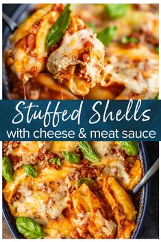 stuffed shells with cheese and meat sauce