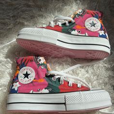 Converse All Star. Brand New. Colorfull Converse Every Color, Pastel Converse, Decorated Converse, Converse Chuck Taylor Lugged, Colorful Converse, Chuck Taylor Lugged, Unique Converse, Clothing Graphics, Canvas Shoes Diy