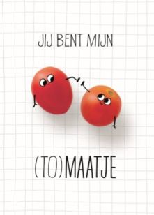 two red tomatoes with faces on them and the words ju bent mun too maute