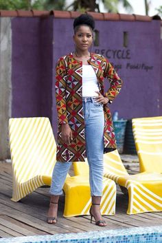 Kimono Jacket Outfit, African Print Coat, African Shirt Dress, Ankara Outfits, Styles Ankara