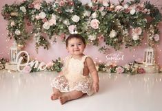 Let's Get Smashed by K Artocin Photography-South Jersey Photographer Balloon With Flowers, 1st Bday Cake, Toddler Photoshoot, Birthday Photo Shoot, First Birthday Photo, First Birthday Pictures, Flowers Cake