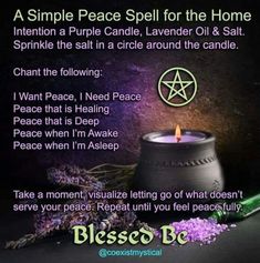 Purple Candle Magic, Peace Spell, I Want Peace, Candle Magic Spells, Witchcraft Spells For Beginners, Purple Candles, Witch Quotes, Wiccan Magic