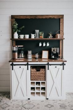 a coffee bar made out of an old barn door