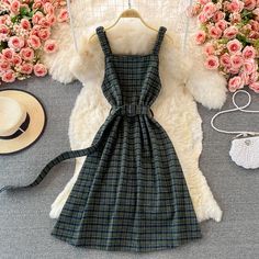 Materials: other Size: one size Color: coffee, green, black Strap Skirt, French Retro, Color Coffee, Dress Plus Size, Black Green, Free Size, Halter Dress, A Line Dress, Sleeveless Dress