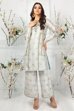 Moon Glow | Pakistani Designer Outfit | Sarosh Salman Stitching Styles, Checks Design, Net Shirt, Long Floral Skirt, Designer Outfit, Simple Pakistani Dresses, Textile Industry, Boutique Dress Designs, Special Dresses