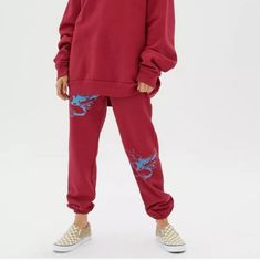 Nwoy Boys Lie X Uo Exclusive Classic Sweatpants In Berry Size: Xl Loose Vintage Fit Urban Outfitters Exclusive Elastic Waistband, Inner Drawstrings Angel Logo Print On Legs 100% Cotton Sold Out Style! Color May Be A Different Tone On Screen Than Real Life 231 Red Loungewear Pants For Fall, Red Relaxed Fit Bottoms For Loungewear, Red Sweatpants For Winter Loungewear, Red Relaxed Fit Sweatpants For Loungewear, Red Bottoms For Winter Loungewear, Red Long Pants For Winter, Red Pants For Winter Streetwear, Red Winter Loungewear Pants, Winter Red Relaxed Fit Pants