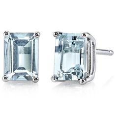 Aquamarine Stud Earrings 14 Karat White Gold Emerald Shape E18572 top Aquamarine Earrings Studs, Winter Jewellery, Aquamarine Studs, True Winter, White Gold Studs, White Gold Earrings Studs, Aquamarine Earrings, Stones Jewelry, Aquamarine Jewelry