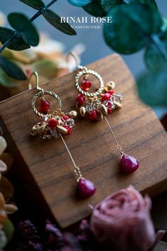 This is a new design, hand made with 3 colors of Japanese beads. The main gemstones used is a pair of beautiful ruby briolettes *** #handmadeearrings #beadedearrings #earrings #jewelry #handmadejewelry #etsyshop #womensfashion #uniquejewelry #ruby #redearrings Lady Accessories, Herkimer Diamond Earrings, Japanese Beads, Rainbow Gemstones, Ruby Beads, Boho Style Jewelry, Statement Jewellery, Red Earrings