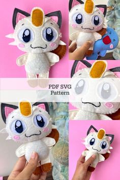 the instructions for how to make an adorable stuffed animal with different colors and sizes, including eyes