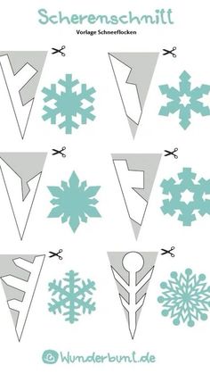 paper snowflakes are cut out to look like they have been made with scissors