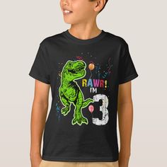 3rd birthday gift ideas for boy 3 year old shirt dinosaur t-rex t-shirt Dinosaur 3rd Birthday, Top Gifts For Boys, Top Gifts For Kids, Dinosaur Birthday Cakes, Dinosaur Birthday Party, Old Shirts, Dinosaur Kids, Dinosaur Birthday, Birthday Boy