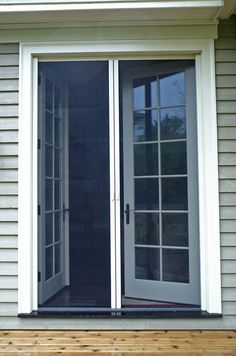 French Door Screens French Sliding Patio Doors With Screens, French Doors Patio With Screens, Patio French Doors With Screen, French Door With Screen, French Door Screen Doors, Back Door To Patio, Kitchen Back Door Ideas, Patio Doors With Screens, French Door Screen