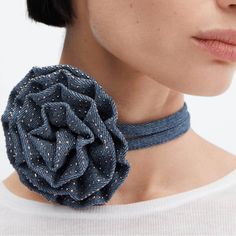 Mango Studded Denim Choker In Medium Blue Brand New In Original Packaging. Designed In Barcelona. Bundle To Save On Shipping. No Low Offers Please! Details: Denim Style Cotton Fabric Maxi Flower Choker Style Decorative Studs Party And Events Collection Photos Of Models At The End Added For Styling Ideas Composition: 80% Cotton 20% Polyester Ref. 67040263-Circle-Lm New Posher? Sign Up With Invite Code 0ld_fashioned For $10 Off Your First Poshmark Purchase My Photos Are Taken Inside With A Flash. Denim Choker, Flower Choker Necklace, Denim Flowers, Flower Choker, Studded Denim, Diy Wire Jewelry, Choker Style, Black Choker, Denim Style