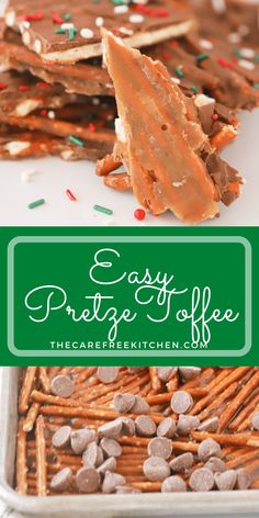 easy pretzel toffee recipe with chocolate and sprinkles