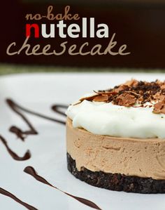 no bake nutella cheesecake on a white plate