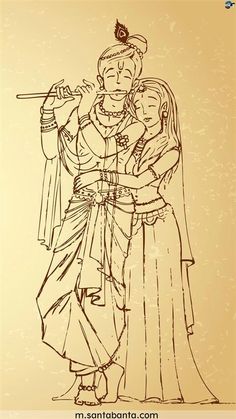 Radha-krushna Radha Krishna Outline Drawing, Krishna Drawing, Naruto Sketch Drawing, Easy Love Drawings, Beautiful Art Paintings, Hinduism Art, Vedic Art, Art Tools Drawing, Indian Folk Art