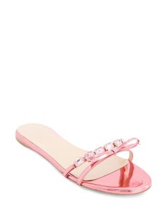 Giambattista Valli crystal-embellished Leather Slides - Farfetch Charlotte York, Jeweled Sandals, Pink Accessories, Sandal Shoes, Raspberry Pink, Slides Sandals, Giambattista Valli, Leather Slides, Crystal Embellishment