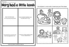 a printable worksheet for mary had a little lamb, which includes pictures and words