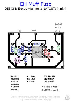 an electronic circuit diagram with the words eh muff fuzz