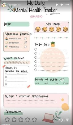 an image of a health tracker on a cell phone with the text'my daily mental health tracker '