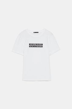 FRONT PRINT T-SHIRT-View All-T-SHIRTS-WOMAN | ZARA United States Contrast Trim, Zara United States, White Undershirt, Print T Shirt, Round Neck, Womens Shirts, Short Sleeves, Zara, Crop Tops