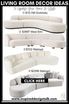 cozy living rooms Living Rooms Aesthetic, White Curved Sofa, Sofa Ideas, Living Room Decor Colors