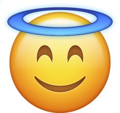 an emoticive smiley face with a halo around it's head