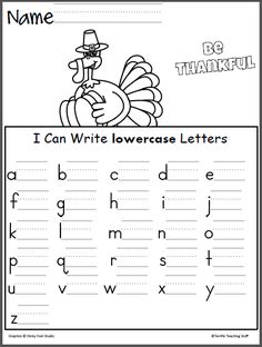 a thanksgiving worksheet with the words i can write lowercase letters