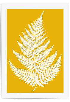 mustard yellow fern wall decor prints Irish Wall Art, Fern Wall, Fern Wall Art, Bring The Outdoors Inside, Fern Prints, Fern Design, Colour Display, Plants Leaves, Lino Art