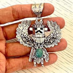 ad eBay - Navajo Eagle Kachina Dancer Turquoise Pendant Alonzo Mariano Sterling Big Native - Buy Now, click the link (eBay) Native American Necklace, Turquoise Pendant, Natural Turquoise, Turquoise Jewelry, Nativity, Native American, Buy Now, Dancer, Jewelry Watches