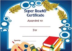 a certificate with books and pencils on it