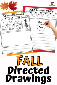 fall directed drawings for kids to practice their handwriting and drawing skills with the help of an adult