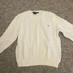 In Perfect Condition, Just Dry Cleaned. Fashion Core, Sweaters Vintage, Wishlist 2024, Vintage Ralph Lauren, Ralph Lauren Sweaters, Lauren White, Banana Republic Sweater, Ralph Lauren Sweater, White Sweater