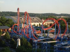 an aerial view of the roller coaster at six flags amusement park in charlotte, north carolina