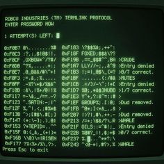 an old computer screen with green text and numbers on the screen, in front of a black background