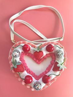 Disco Cherry, Cake Purse, Kawaii Purse, Heart Shaped Cake, Novelty Handbags, Cute Cake, Ita Bag, Heart Shaped Cakes, Shaped Cake