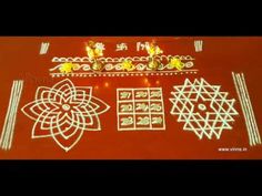 an intricately designed table top with white and yellow designs on red paper, in front of