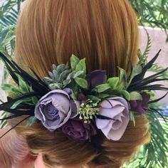 Hey there! Thanks for stopping by my Etsy Shop. This Half Crown Hair Comb is custom made to your color choices (Shown in Lavender, Plum and Purple flowers here)  -  Matching Bouquet link -  https://www.etsy.com/listing/822185094/wood-flower-wedding-bouquet-lavender Custom orders are Happily accepted to match your Bouquet or Bridesmaids etc.!! ~ Floral Barrettes, Clip, Hair Pins s and Headbands are also available.  ~ Please contact seller for more options/information. ~ Available in Custom colors and sizes, please contact seller.  ~ Bouquets, Corsages and Boutonnieres also available - sold in packages as well Would you like to see more Forever Flowers by Gigi ?  https://www.etsy.com/shop/ForeverFlowersbyGigi?ref=search_shop_redirect Bouquet Lavender, Feathers Wedding, Flower Peony, Half Crown, Bride Flower, Crown Hair, Forever Flowers, Peony Rose, Bride Flowers