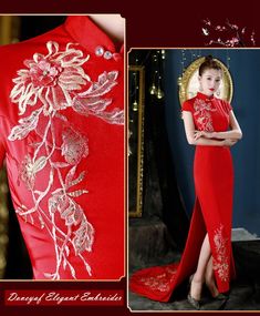 New Design China Bride Wedding Cheongsam Dress in Wine - Etsy Embroidered Floor-length Wedding Dress For Traditional Ceremonies, Red Floor-length Gown For Traditional Ceremonies, Traditional Floor-length Embroidered Wedding Dress, Intricately Embroidered Fitted Wedding Dress For Traditional Ceremonies, Fitted Wedding Dress With Intricate Embroidery For Traditional Ceremonies, Traditional White Cheongsam For Wedding, Traditional Embroidered Cheongsam For Wedding, Traditional Red Wedding Dress For Festive Season, Elegant Red Dress With Traditional Patterns