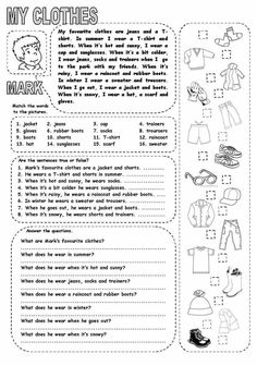 an activity sheet for children to learn clothes