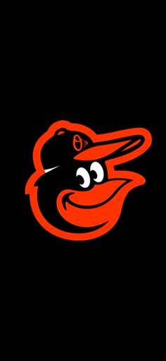 the baltimore orioles logo is shown on a black background with an orange bird's head