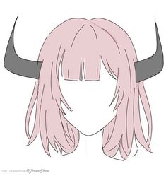 Anime Hairstyles Female Hair Reference Front View, Front Hair Base Drawing, Head And Hair Drawing, Hair Drawings Girl, Anime Base With Hair, Hair Base Drawing Female, Anime Pink Hair, Girl Hair Drawing, Hair Base