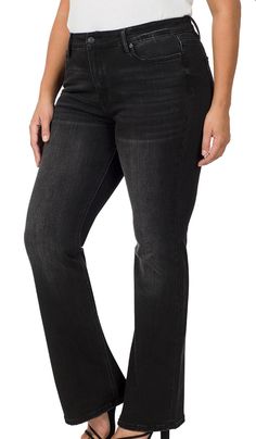 PLUS MID-RISE BOOTCUT DENIM PANTS - STRETCH FRONT RISE: 11 1/8", INSEAM: 33.5" approx. LEG OPENING: 19.75" approx. MODEL IS 5'10" WEARING SIZE 32 ** COLOR MAY VARY SLIGHTLY DUE TO MONITOR RESOLUTION Show Less Fabric78% COTTON 20.4% POLYESTER 1.6% SPANDEX Pink Pigeon, Black Bootcut Jeans, Curvy Dress, Boot Cut Denim, Hey Girl, Off Black, Girls Shopping, Hat Fashion, Denim Pants